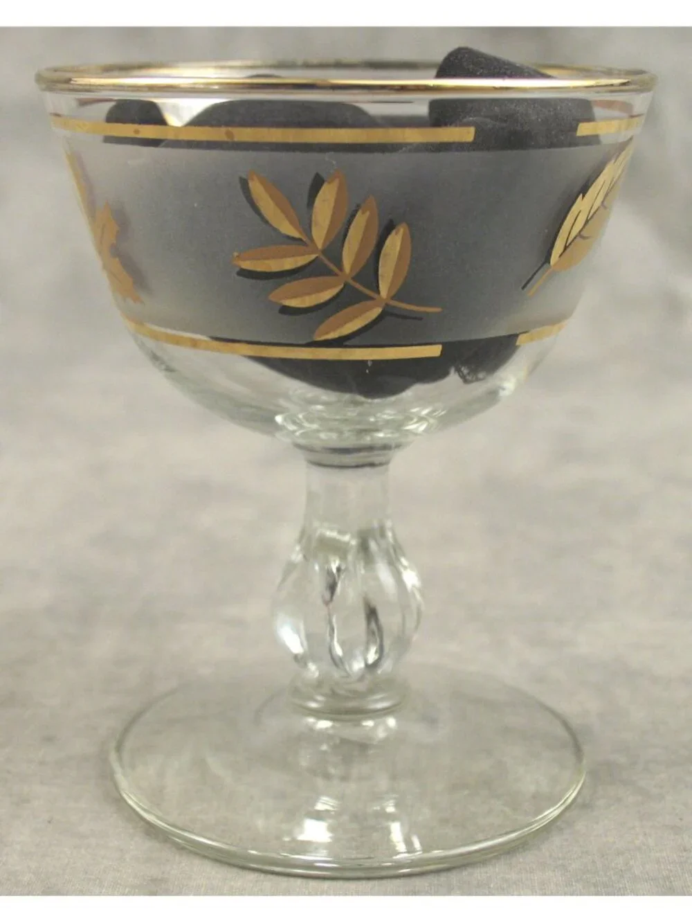 Vintage Libbey Golden Foliage Frosted Champagne Sherbet Glasses Set of 6 MCM